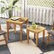 Natural Teak Wood Nesting Side Tables with Slatted Top, Space-Saving Design